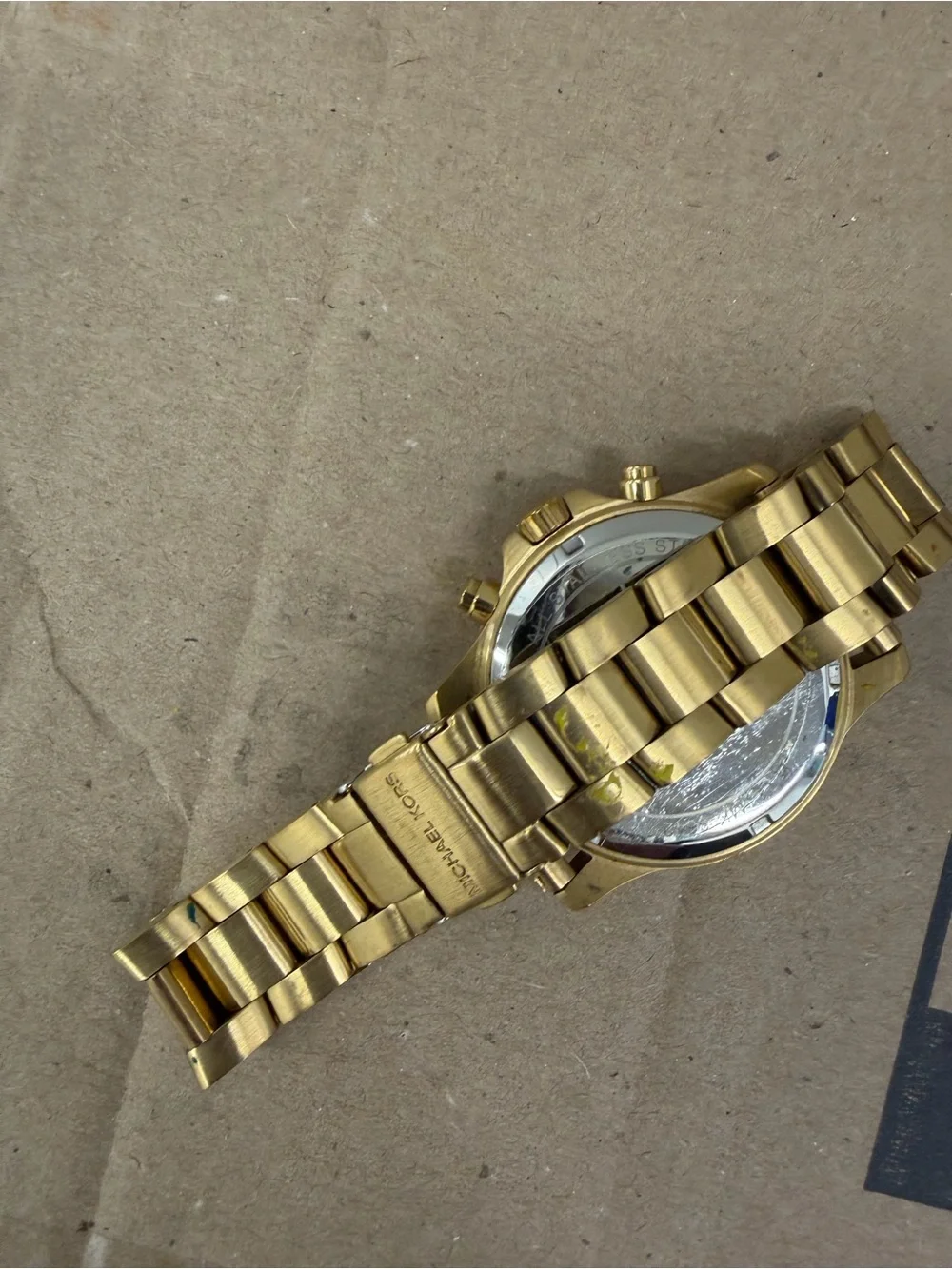 Michael Kors MK-8042 Men’s Gold Tone Chronograph Watch Black Dial AS-IS